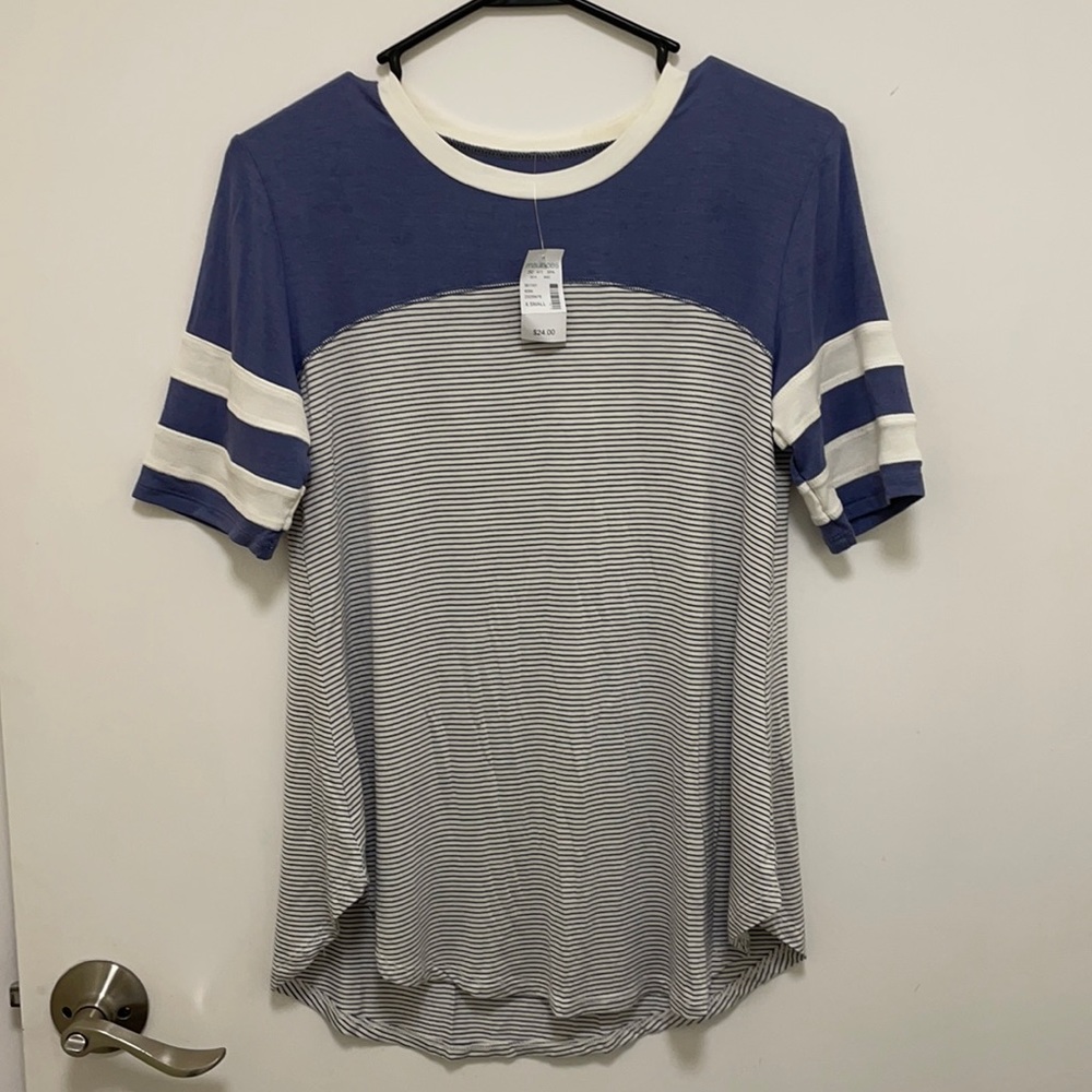 Blue and white striped T-shirt